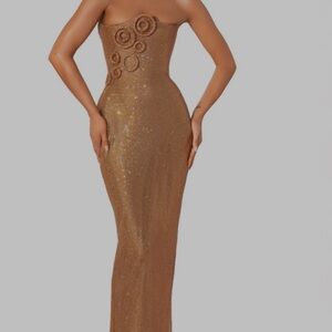 Strapless Gold Glamour Dress